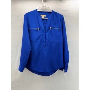 Beautiful Blue flowy Michael Kors with gold zippers  blouse medium